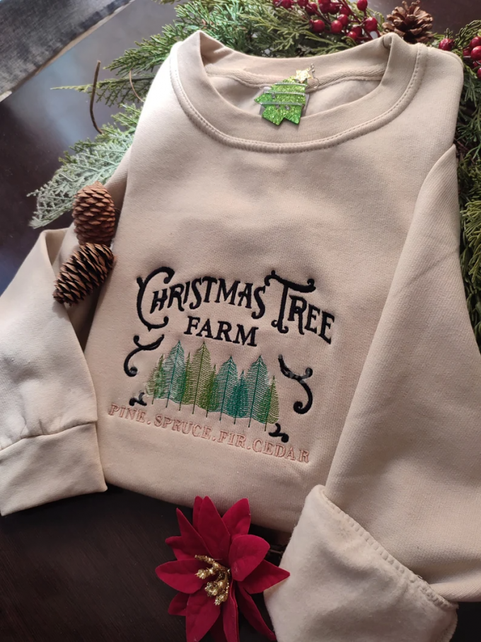 Cozy Christmas Tree Farm Embroidered Sweatshirt: Perfect Men S &Amp; Women S Gift!, Gift For Men Women 2