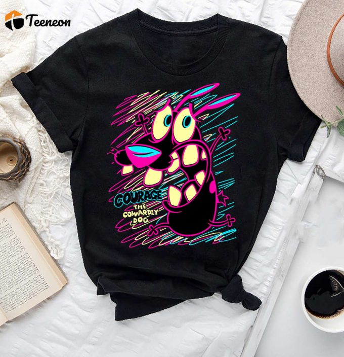 Courage The Cowardly Dog Bright Linework T-Shirt - Vintage 90S Cartoon Network Shirt 1