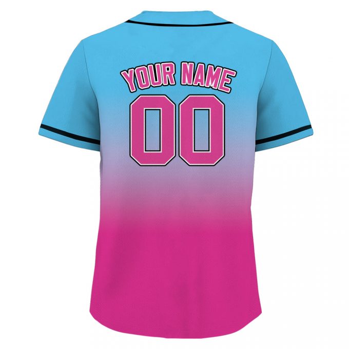 Personalized Baseball Jerseys: Custom Teamname Name Number Pink Blue Gradient Design For Men Women Youth - Perfect Gifts For Baseball Fans! 2