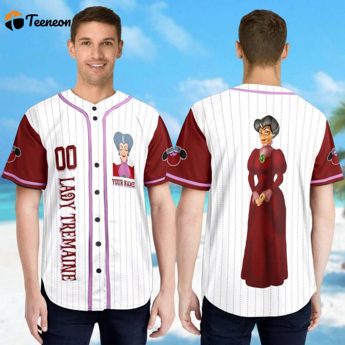 Custom Lady Tremaine Baseball Jersey - Cinderella Team Villain Horror Character Shirt 1