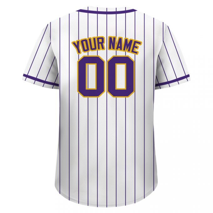 Custom Pinstripe Baseball Jersey: Personalize Your Teamname &Amp; Number White Purple Button Down Jersey For All Ages - Men Women Youth &Amp; Preschool 2