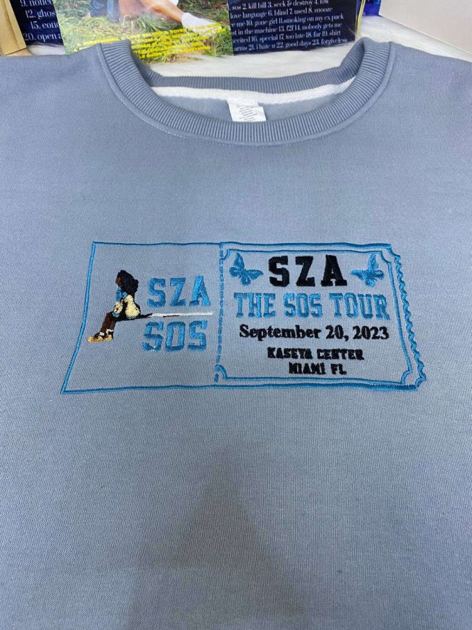 Exclusive Sza Sos Tour Shirt: Custom Embroidered Ticket Design 2