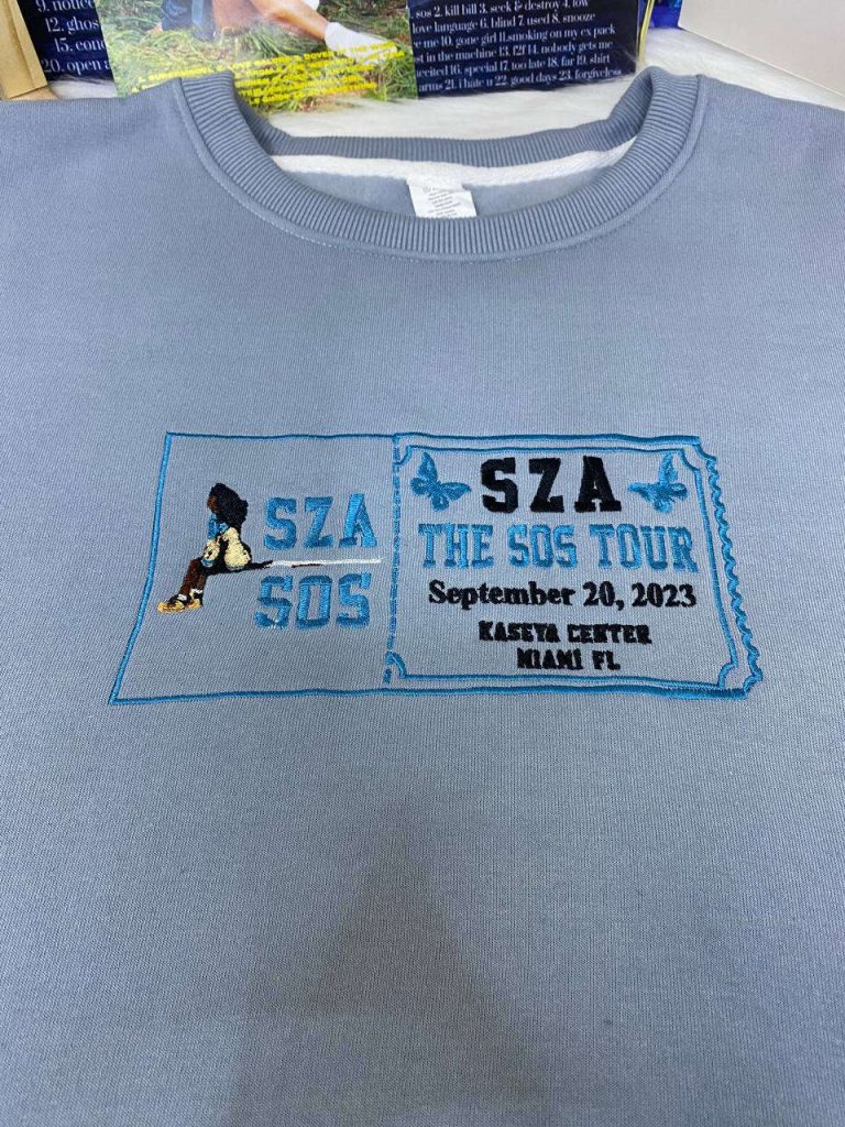 Exclusive Sza Sos Tour Shirt: Custom Embroidered Ticket Design 5