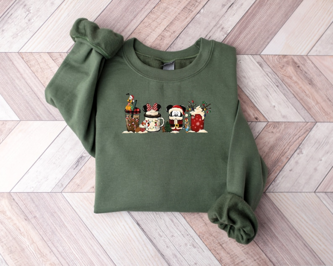 Cute Disney Mickey Minnie Pluto Christmas Coffee T-Shirt: Festive Disney Characters For The Holidays! 2