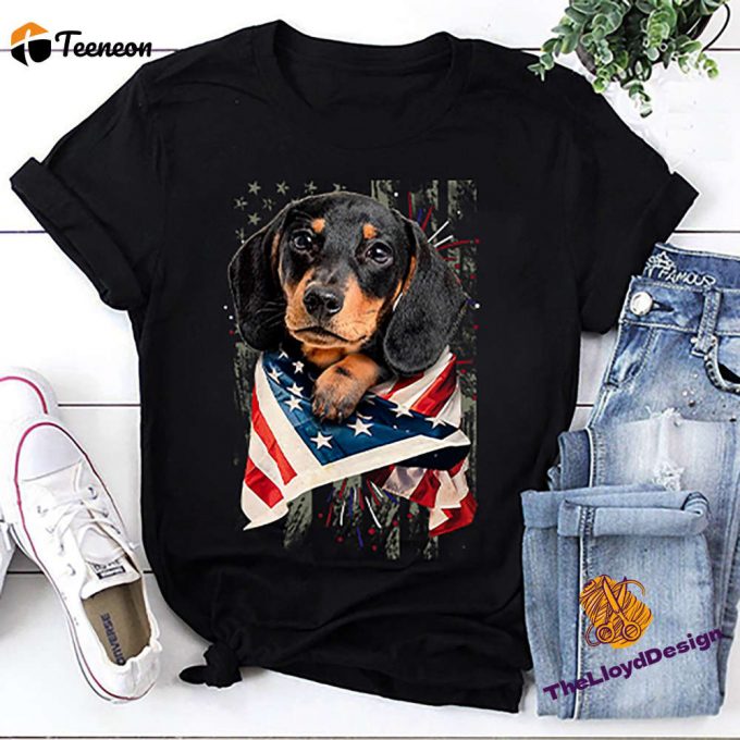 Dachshund Unisex T-Shirt: American Flag Vintage Sweatshirt - Perfect Dachshund Lover Gift 1