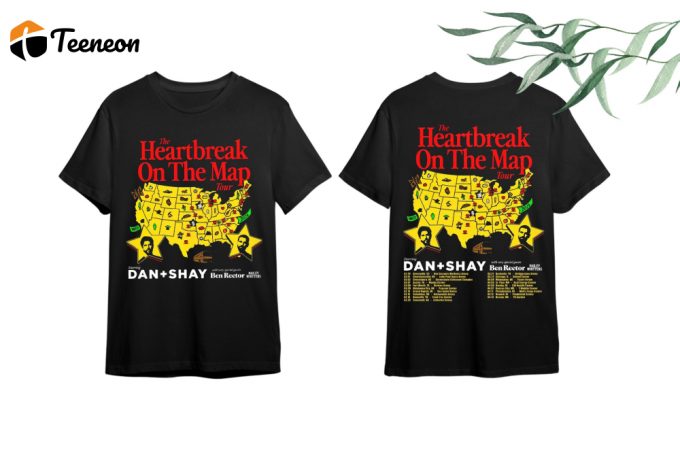 Shop Dan + Shay 2024 Heartbreak On The Map Tour &Amp;Amp; Band Fan Shirts - Official Concert Merchandise! 1