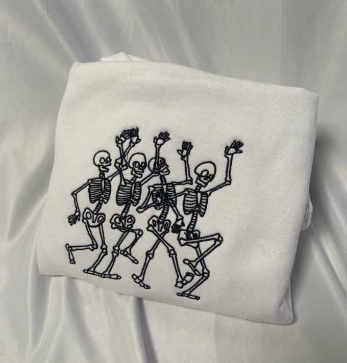 Dancing Skeletons Embroidered Crewneck: Stylish Unisex Gift - Men &Amp; Women S Apparel, Gift For Men Women 2