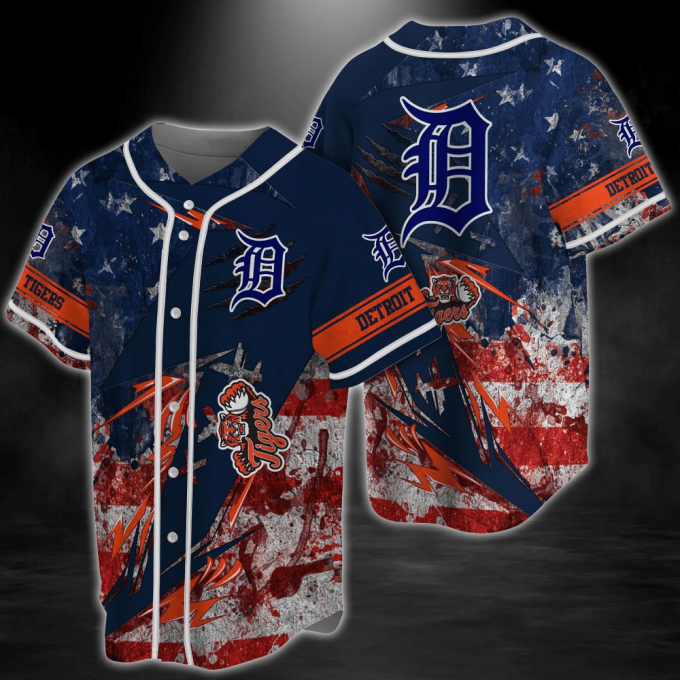 Detroit Tigers Mlb Baseball Jersey Shirt With Us Flag Design 2