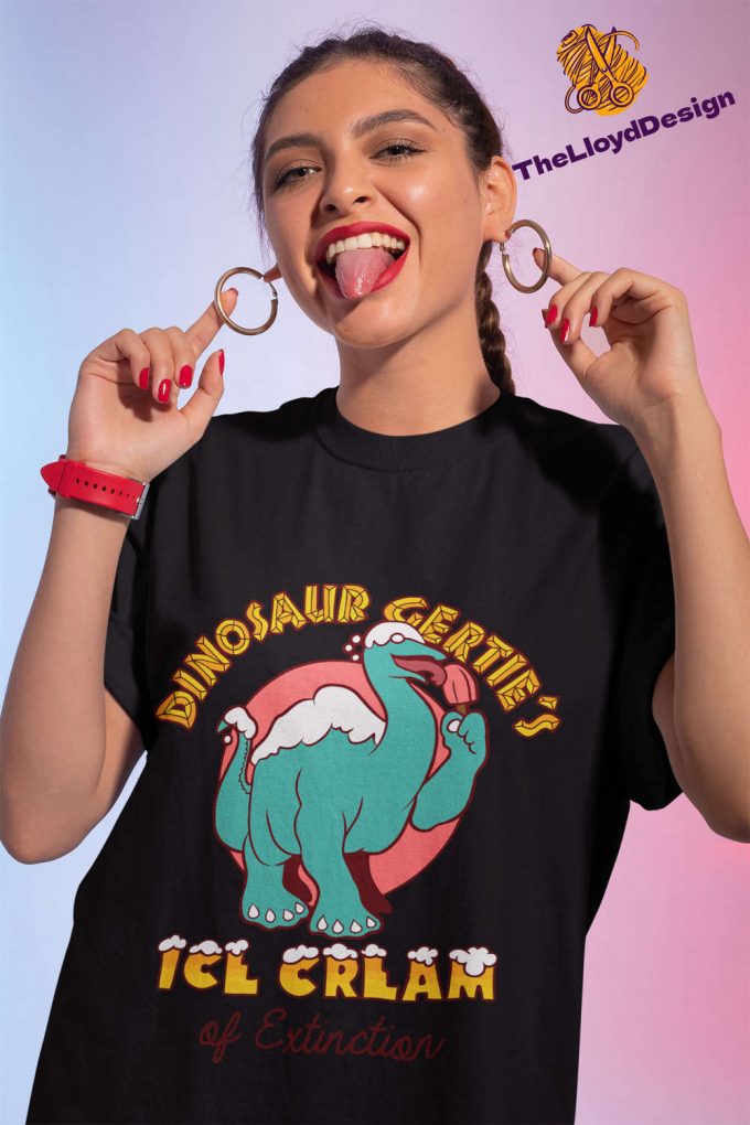 Dinosaur T-Shirt: Gertie’s Ice Cream Of Extinction - Vintage Unisex Tee Perfect Dinosaur Lover Gift 2