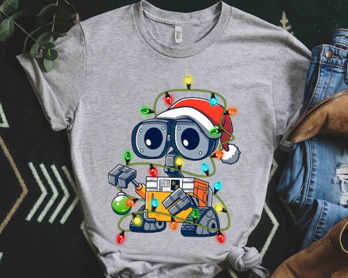 Magical Disney Couple T-Shirt: Wall-E And Eve Christmas Lights Costume - Perfect Matching Gift! 2