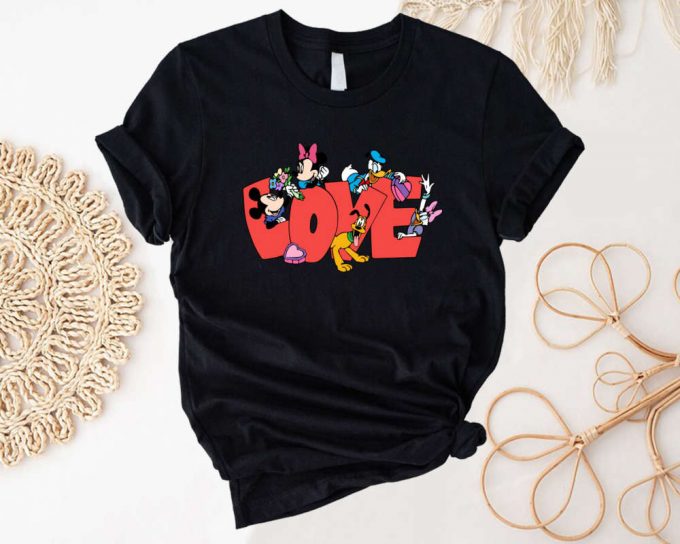 Disney Mickey &Amp; Friends Love Shirt: Valentine T-Shirt For Couple Disney Trip Magic Kingdom Honeymoon Tee 2