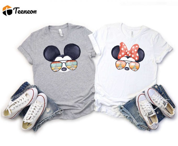 Disney Mickey And Minnie T-Shirt: Matching Family Shirts With Sunglasses - Official Disney Merchandise 1