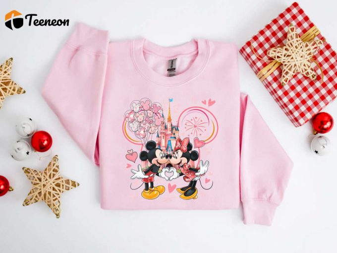 Disney Mickey Minnie Love Sweatshirt Valentines Tee Disneyland Crewneck 1