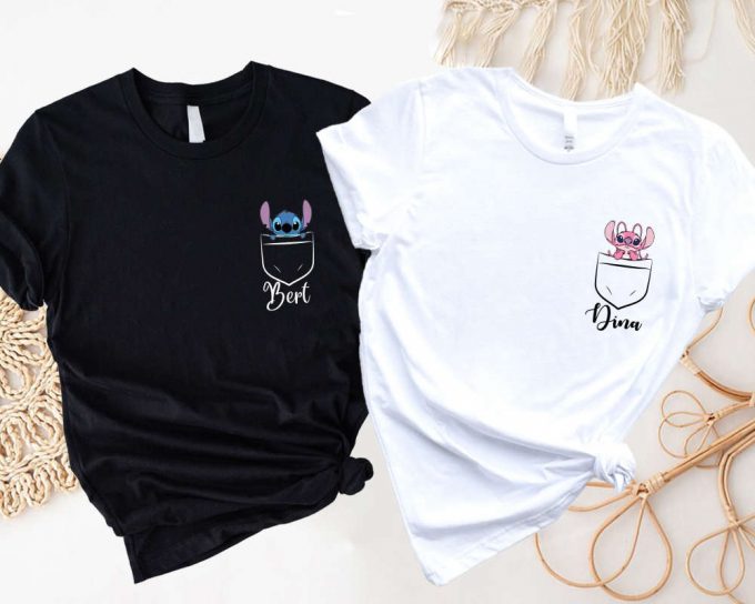 Disney Stitch Couple Shirts: Pink Stitch Angel Trip &Amp; Matching Shirts For Disneyland 2