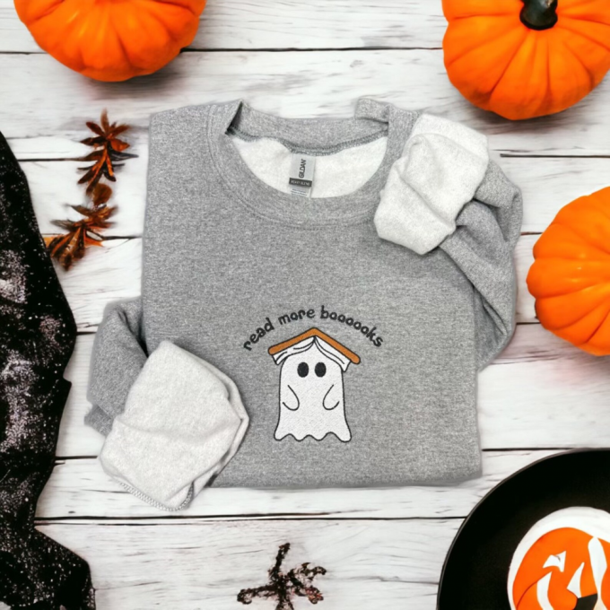 Spook Up Your Style With Embroidered Ghost Book Shirt - Unique Trendy And Comfy Apparel 2