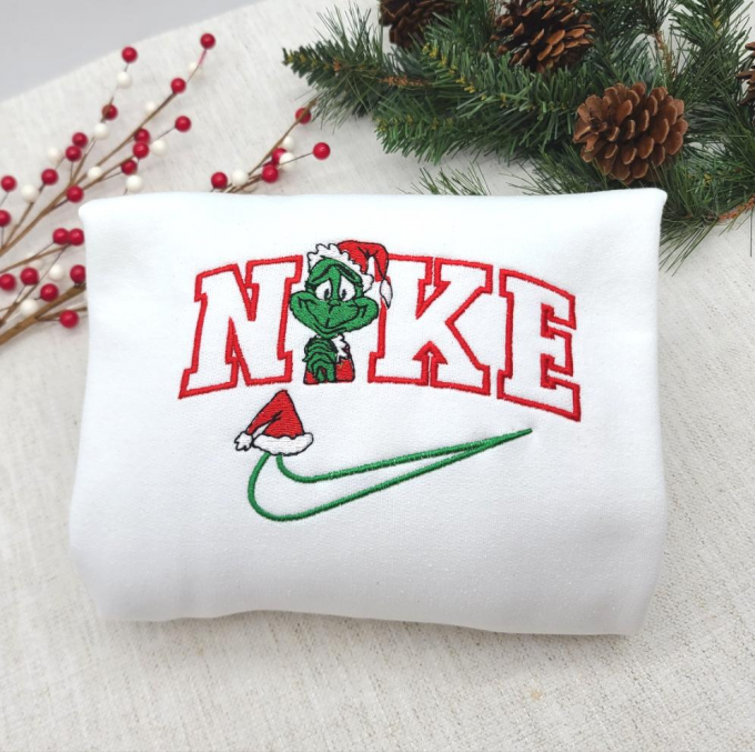 Get Festive With Our Embroidered Grinch Christmas Sweatshirt – Cozy Holiday Attire For All! 2