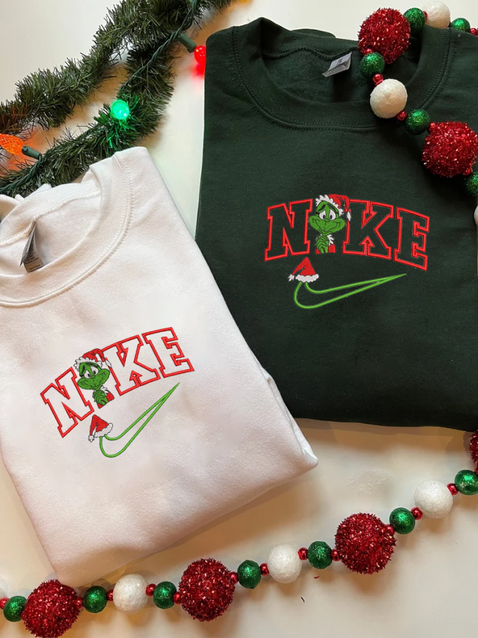 Get Festive With Our Embroidered Grinch Christmas Sweatshirt – Cozy Holiday Attire For All! 3