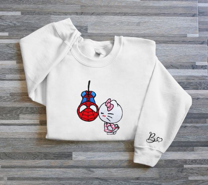 Embroidered Kitty Spiderman Couple Shirt: Unique Gift For Men &Amp; Women, Gift For Men Women 2