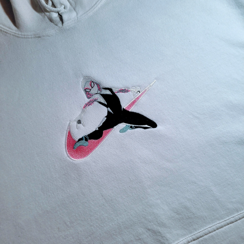 Stylish Spider Gwen Shirt: Embroidered Marvel Design for Fans