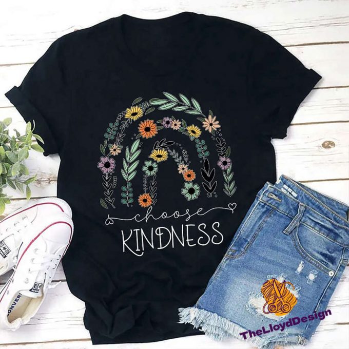 Floral Rainbow Choose Kindness T-Shirt - Vintage Unisex Flower Shirt 2