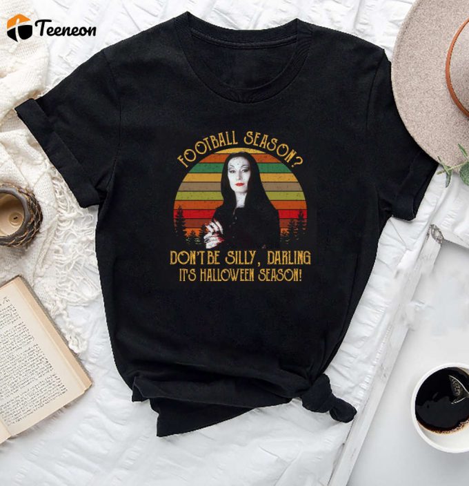 Vintage Football Season Halloween Shirt: Addams Family Morticia T-Shirt 1