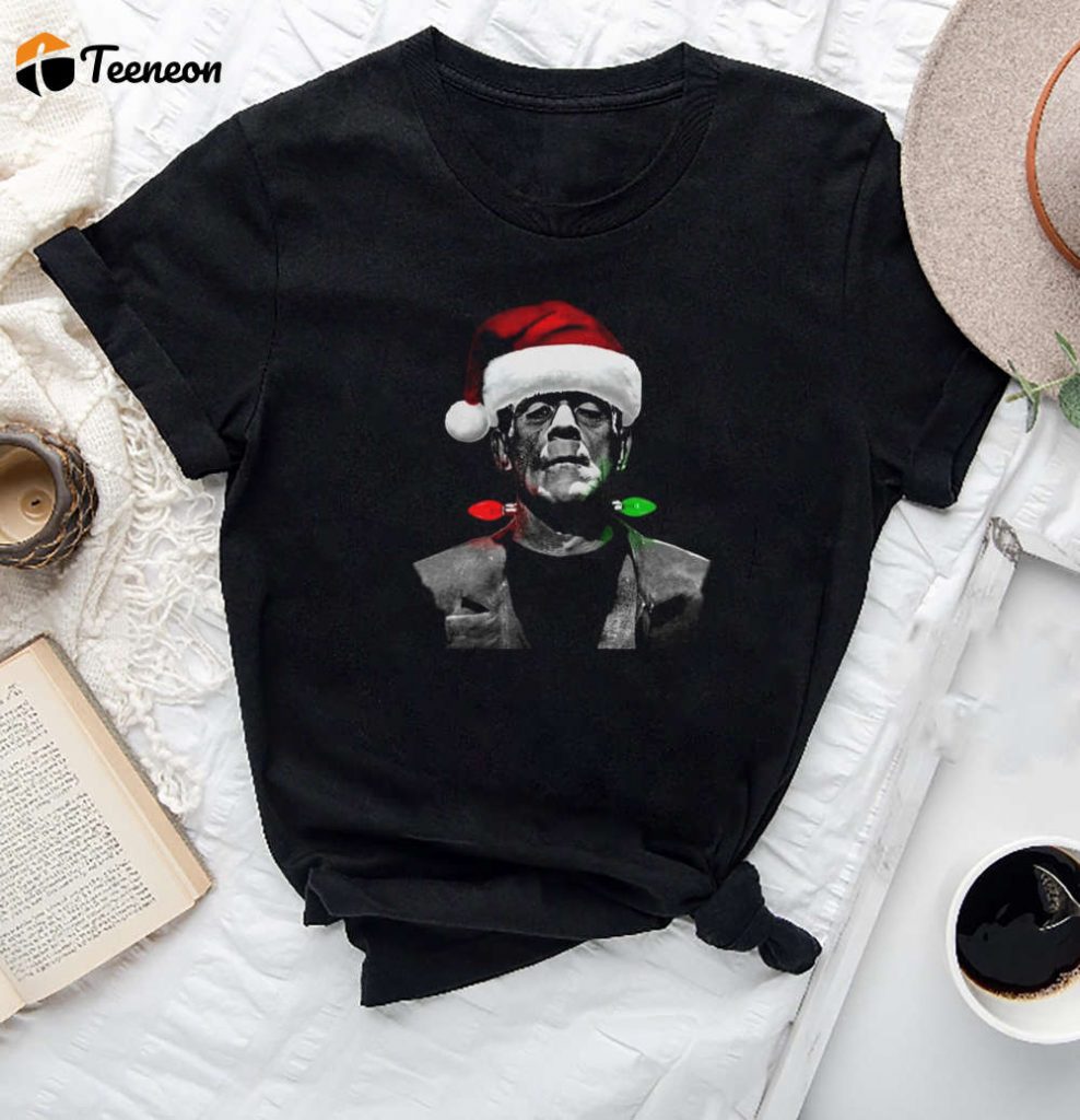 Frankenstein S Monster Santa Hat T-Shirt - Funny Horror Fan Apparel - Christmas Gift For Goth - Universal Monster Tee 2