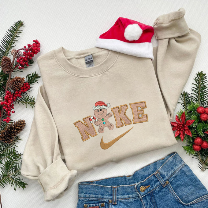 Cozy Gingerbread Christmas Sweatshirt: Festive Embroidered Design For Holiday Cheer 3