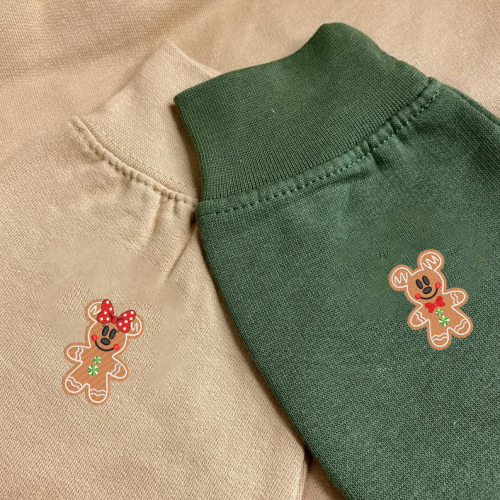 Cozy & Cute: Gingerbread Couple Embroidered Sweatshirt – Perfect Holiday Gift!