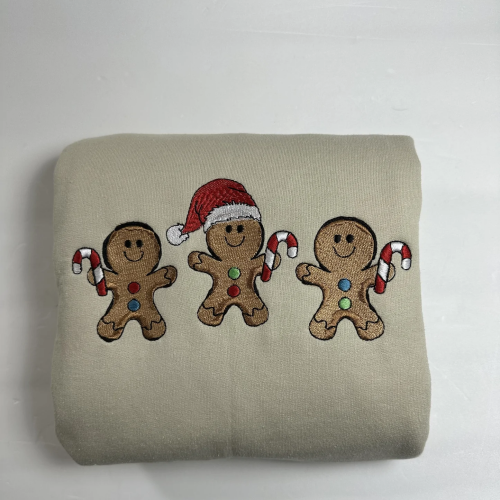 Cozy and Festive Gingerbread Xmas Embroidered Sweatshirt for a Stylish Holiday Look