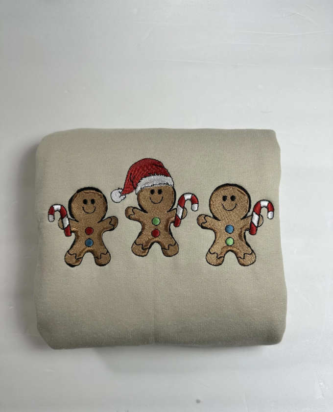 Cozy And Festive Gingerbread Xmas Embroidered Sweatshirt For A Stylish Holiday Look 2