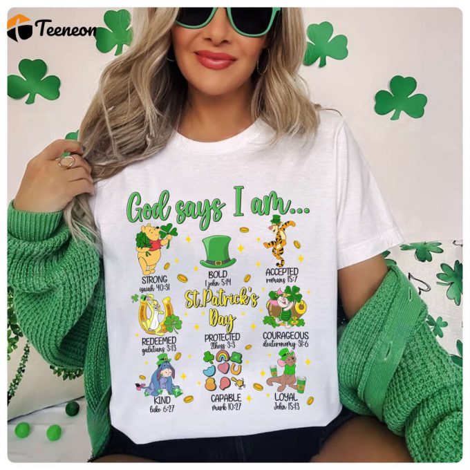 St Patrick S Day Shirt: God Says I Am Pooh &Amp;Amp; Friends Irish Shamrock Lucky &Amp;Amp; Happy Shirt 1