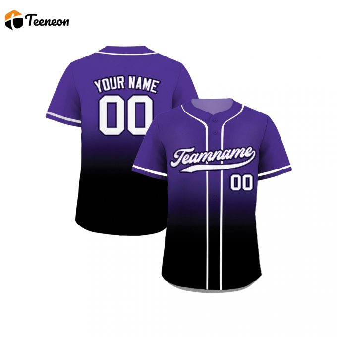 Custom Baseball Jersey With Gradient Design Personalized Teamname Name Number Men Women Youth Perfect Baseball Fan Gift Black Purple Printed Jerseys 1