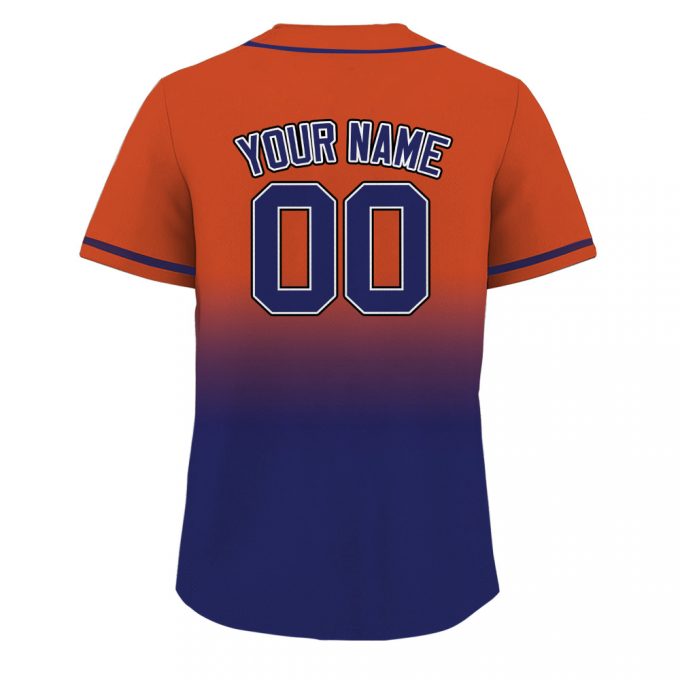 Custom Gradient Baseball Jersey With Teamname Name &Amp; Number - Navy Orange Print Perfect Gifts For Baseball Fans - Men Women Youth Jerseys 2