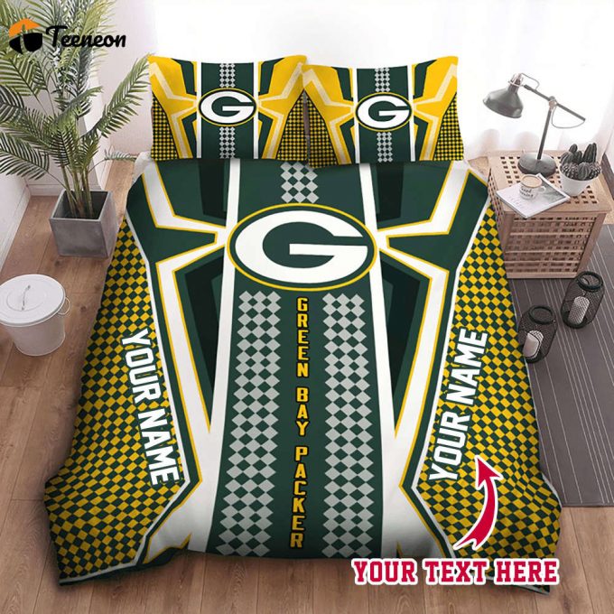 Personalized Green Bay Packers Football Bedding Set - Ideal Gift For Fans 1