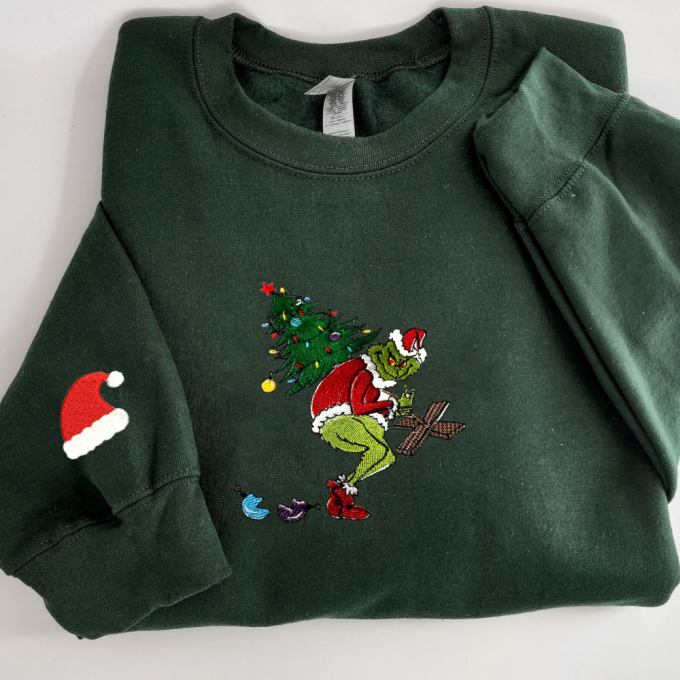 Grinch Christmas Tree Embroidered Shirt: Unique Festive Gift For Men &Amp; Women, Gift For Men Women 3