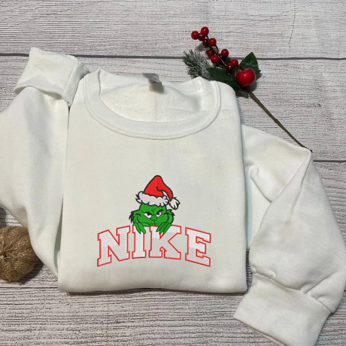 Cozy Grinch Embroidered Sweatshirt: Festive &Amp; Stylish Holiday Apparel For Winter 2