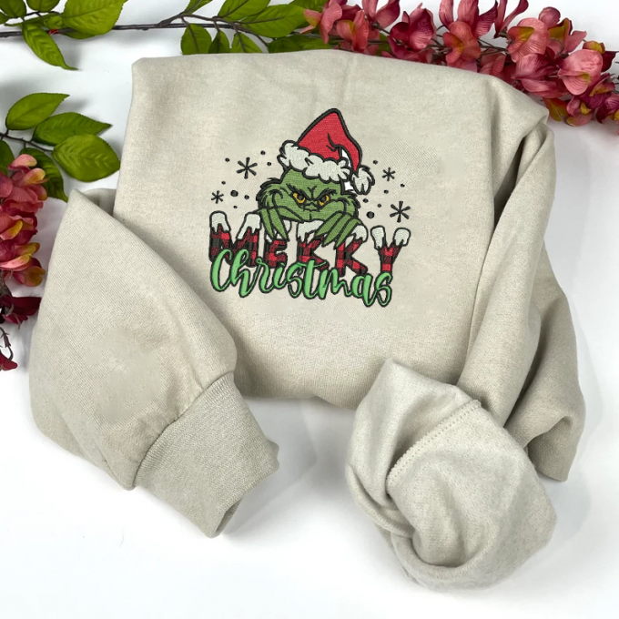 Grinch Merry Christmas Embroidered Sweatshirt: Perfect Gift For Men &Amp; Women, Gift For Men Women 3