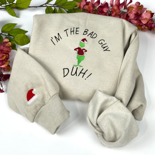 Get Festive with our Grinch Merry Xmas Embroidered Sweatshirt – Perfect Holiday Gift!