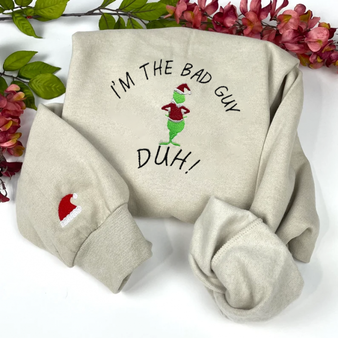 Get Festive With Our Grinch Merry Xmas Embroidered Sweatshirt - Perfect Holiday Gift! 2