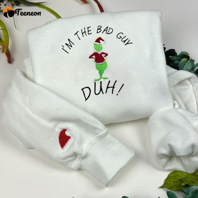 Get Festive With Our Grinch Merry Xmas Embroidered Sweatshirt - Perfect Holiday Gift! 1