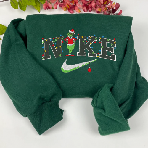 Get Festive with the Grinch Xmas Snow Embroidered Sweatshirt – Perfect Holiday Gift!