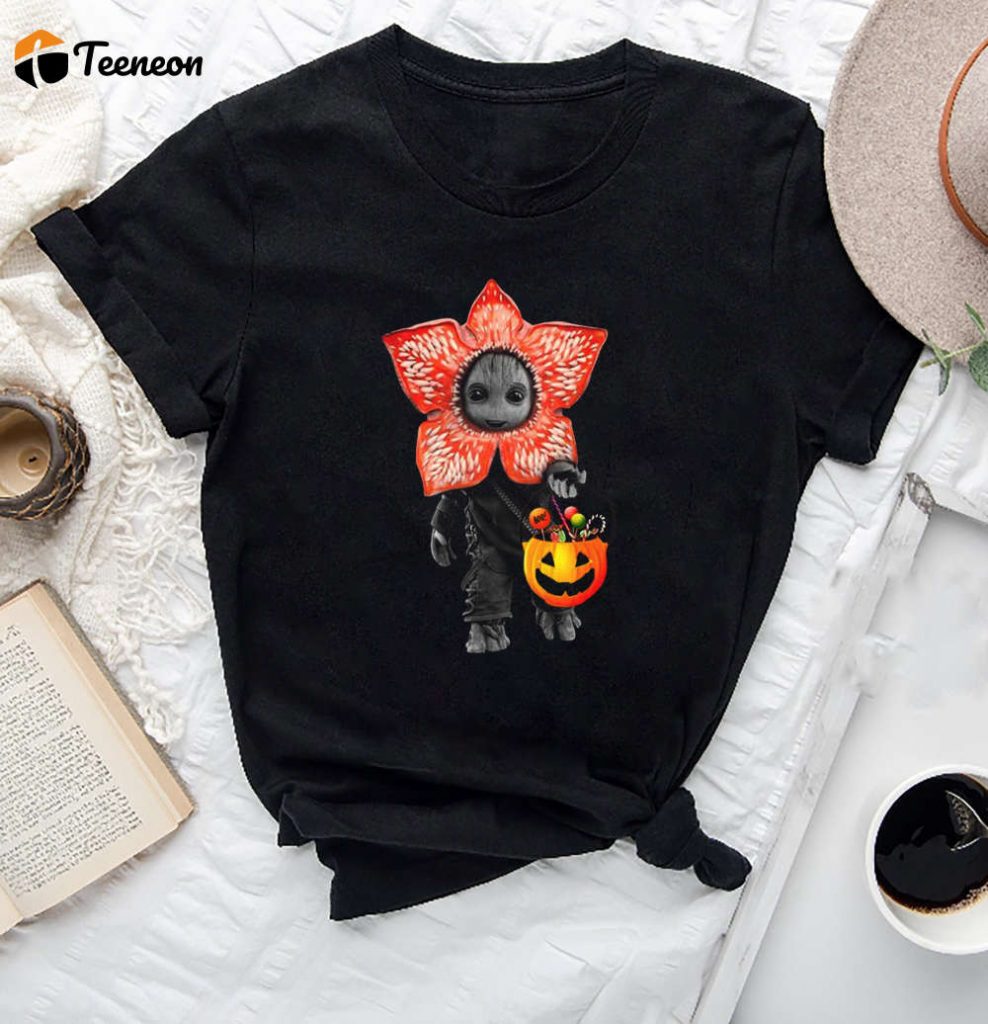 Groot Happy Halloween Pumpkin Vintage T-Shirt: Demodog Upside Down Tv Series Shirt Halloween 2