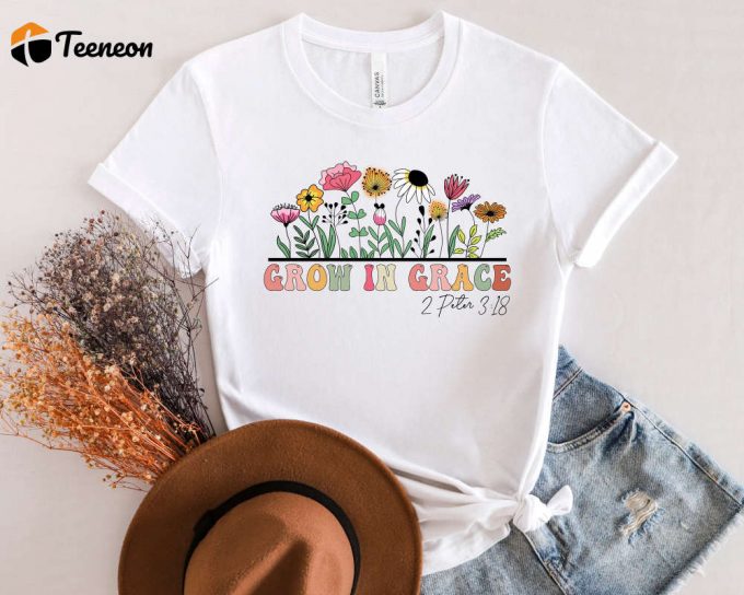 Graceful Wildflowers Shirt Christian Faith Tee With Bible Verse Jesus Church Tee 1