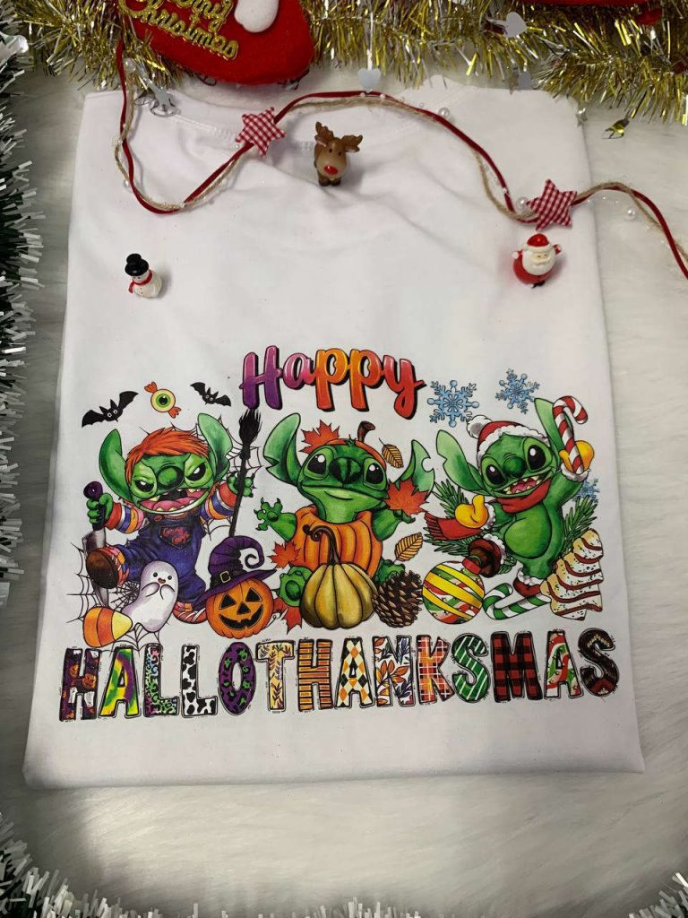 Hallothanksmas Stitch X Grinch Shirt: Festive And Fun Holiday Collaboration! 5