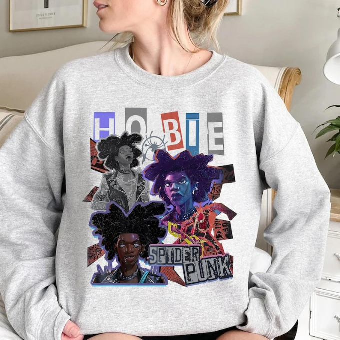 Hobie Brown Spider-Punk Sweatshirt: Retro Spider-Man Across The Spider-Verse Shirt