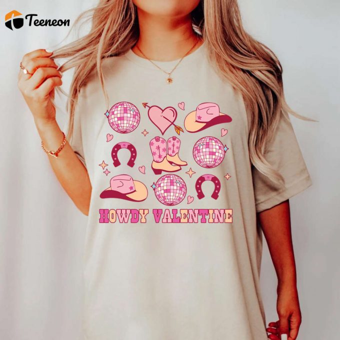 Howdy Valentine Comfort Colors Tee: Retro Cowgirl Western Shirt For Valentines Day 1