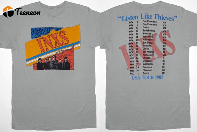 Inxs Listen Like Thieves 1985A Tour T-Shirt - 80S Rock Music Tee 1