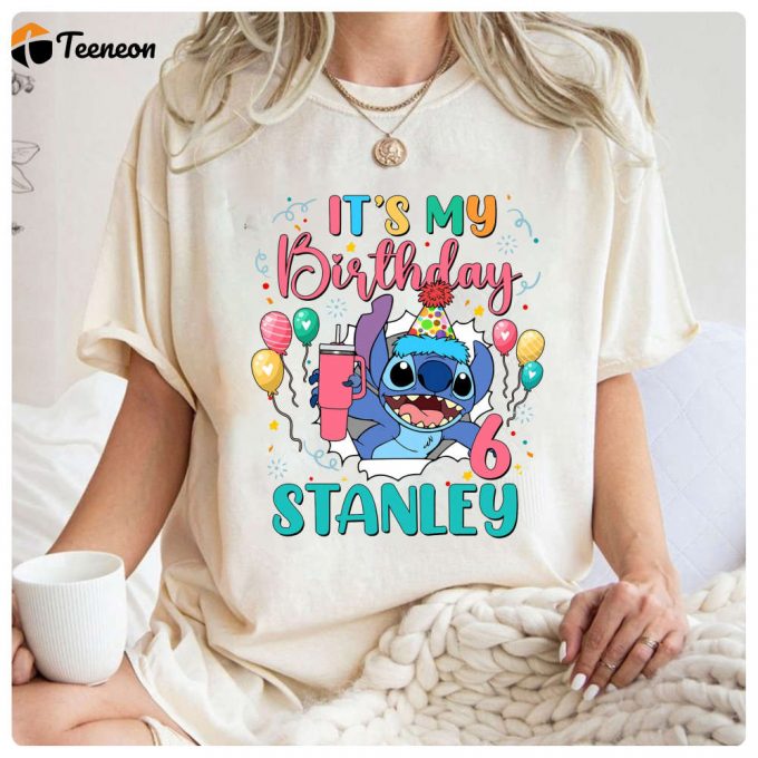 It S My Birthday Stitch Shirt: Custom Disneyland Gift For Stitch Birthday Boy Girl 1