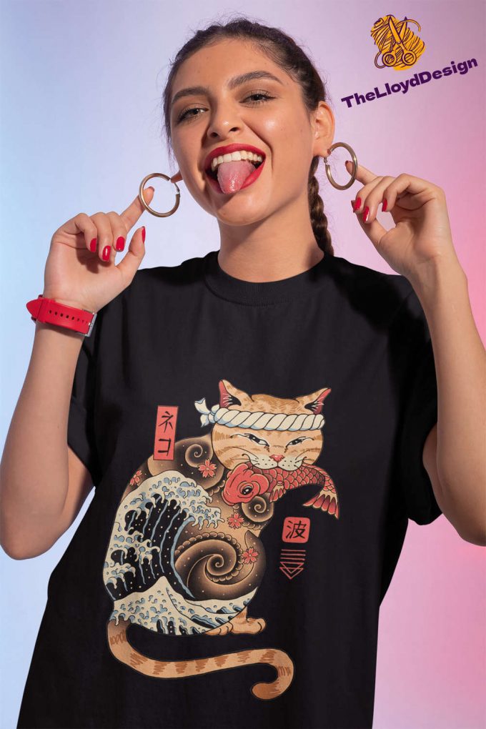 Samurai Cat T-Shirt: Retro Japanese Catana Wave Shirt Unisex Kawaii Tee – Perfect Cat Lover Gift 2