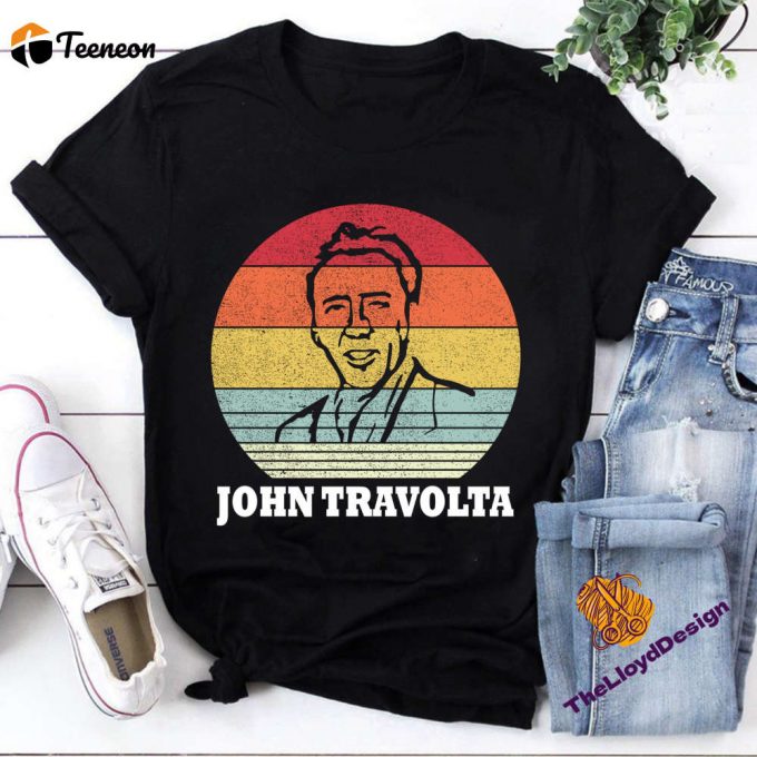 John Travolta &Amp;Amp; Nicolas Cage T-Shirt: Vintage Unisex Gift For Fans 1